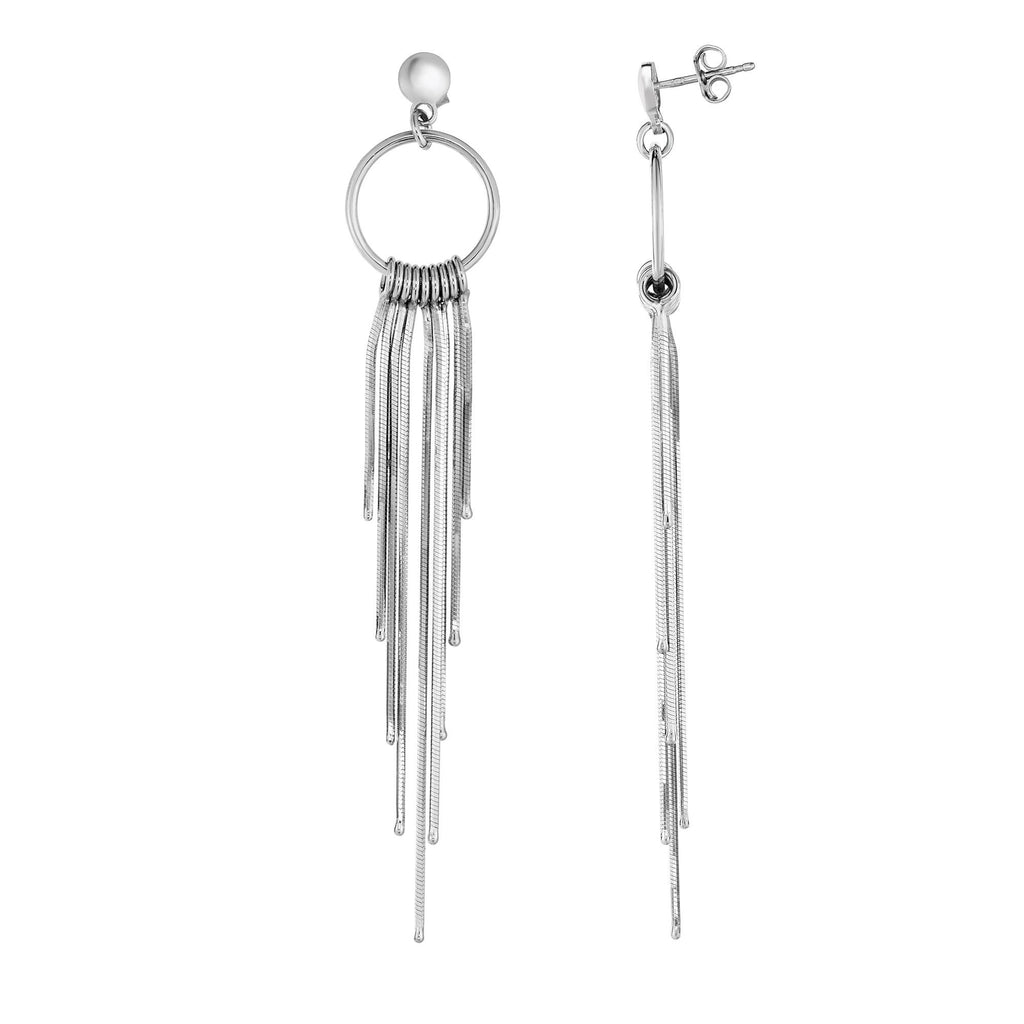 .925 Sterling Silver 15x86mm Shiny And Diamond-cut Fancy Tassel Drop Earrings - JewelStop1