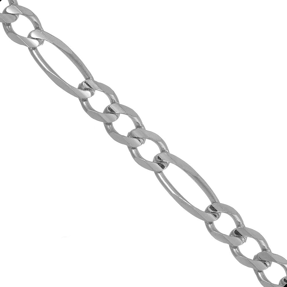 925 Sterling Silver Rhodium Plated 3.7mm Figaro Chain Necklace 20" Lobster Claw - JewelStop1
