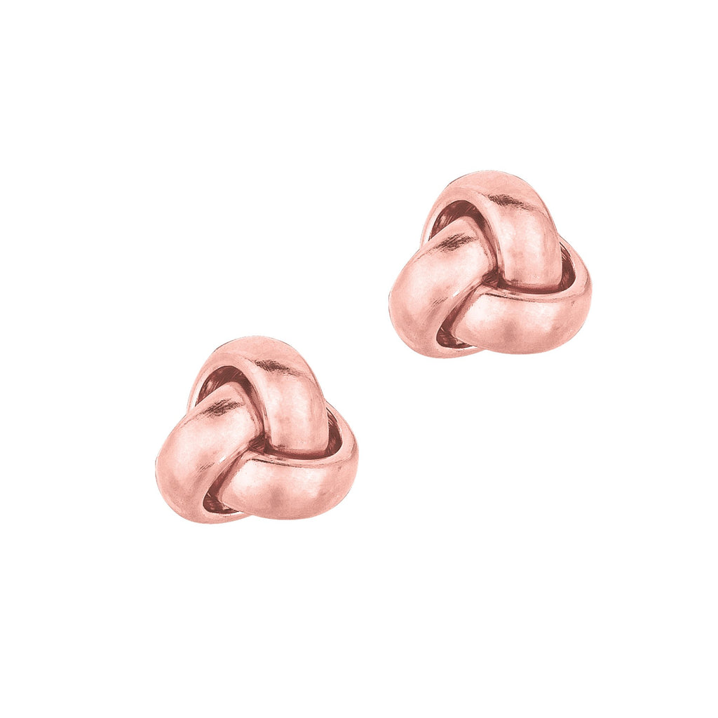 14k Real Pink Rose Gold Satin Love Knot Earrings - JewelStop1