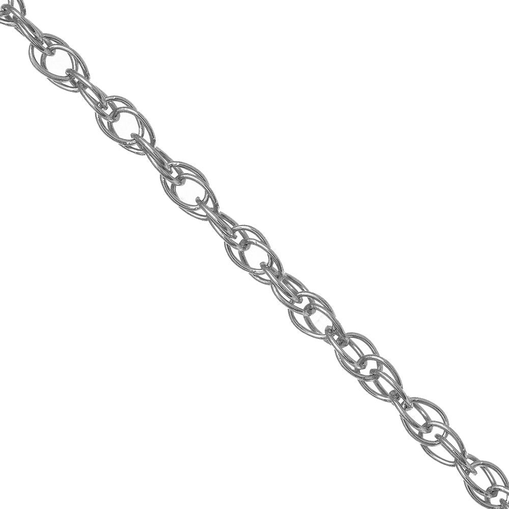 14k White Gold Carded Lite Cable Rope Chain Necklace 20" Spring Ring Clasp - JewelStop1