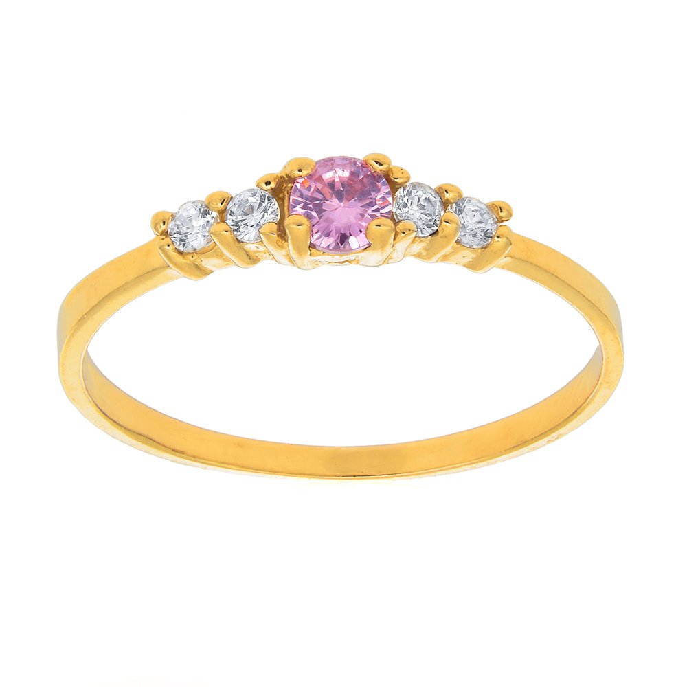 14k Solid Yellow Gold Pink CZ Ring SZ 3.5 - JewelStop1