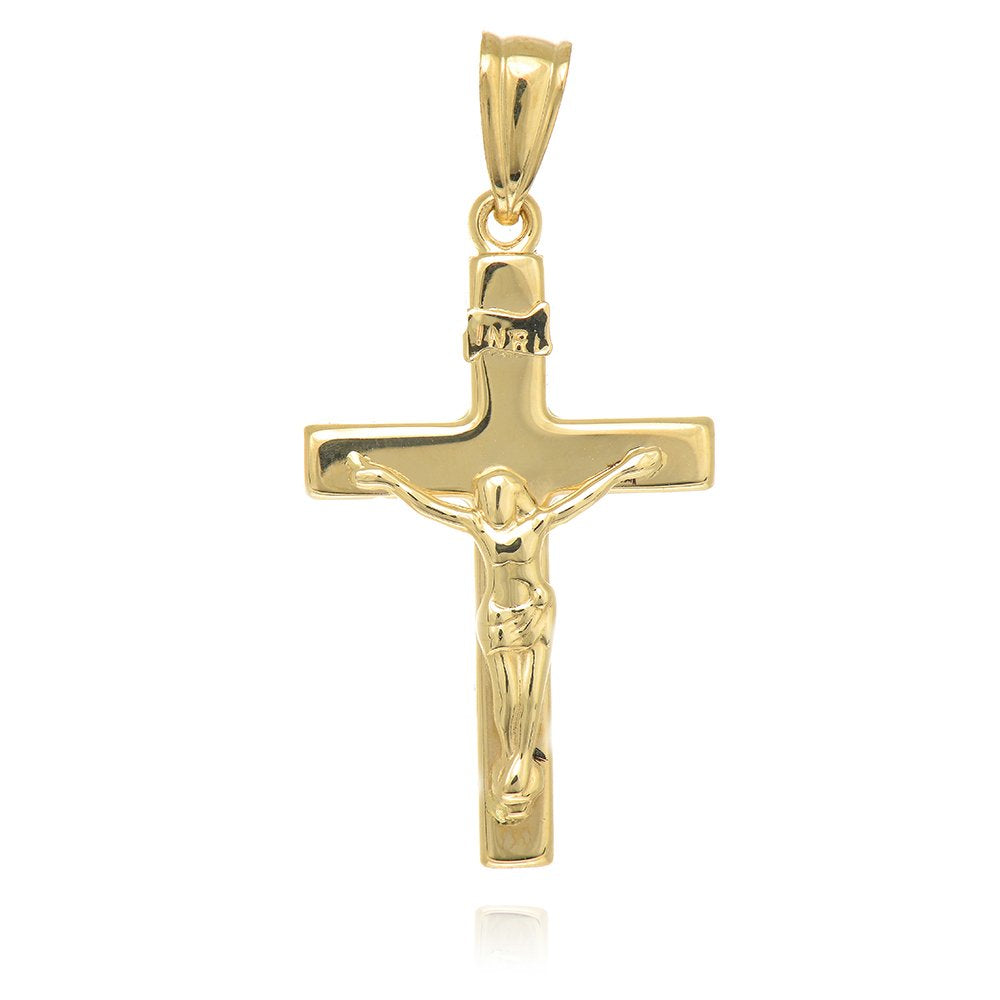 14K14k Real Yellow Gold Crucifix Cross Religious Charm Pendant - JewelStop1