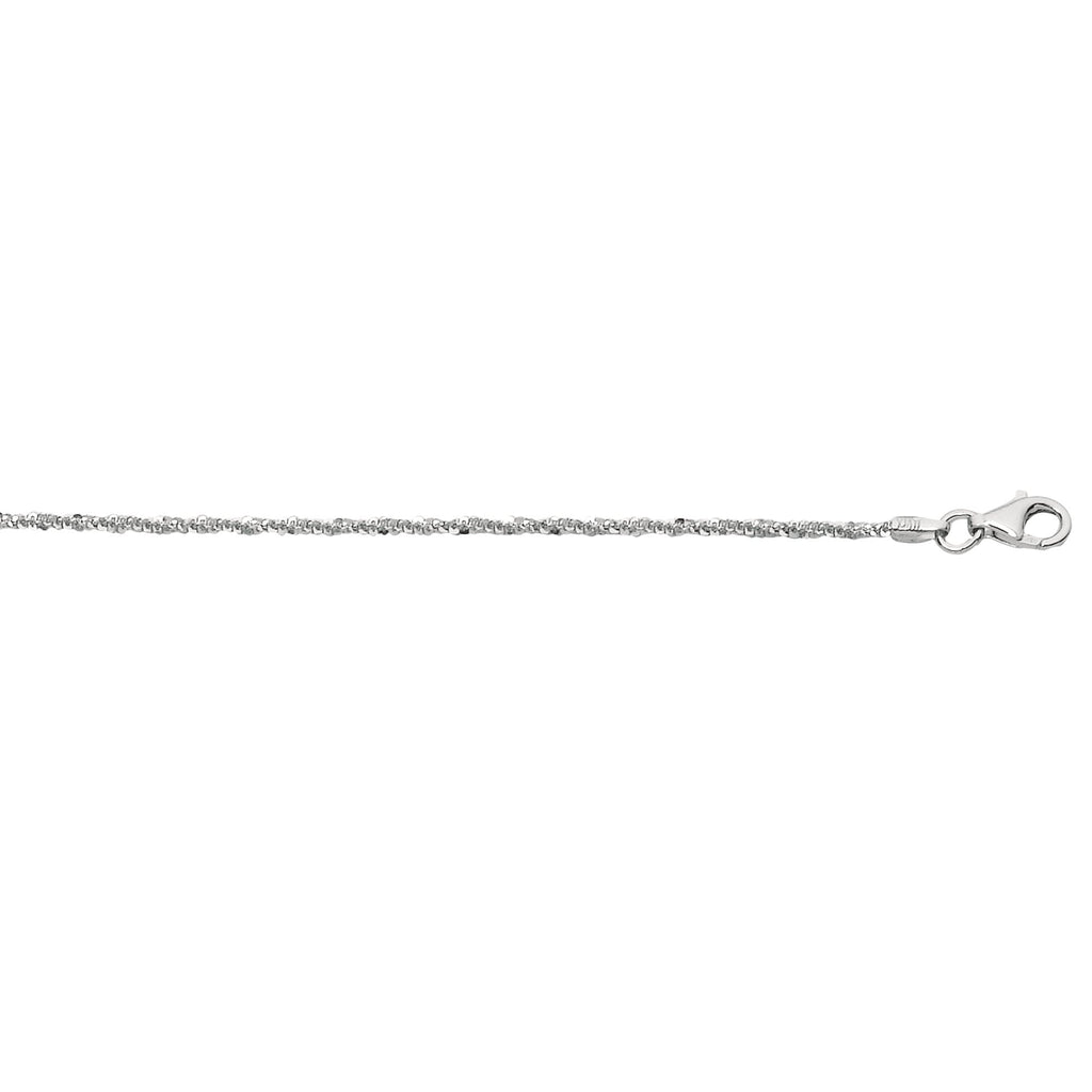 925 Sterling Silver Rhodium Plated 1.5mm Sparkle Chain Necklace 24" - JewelStop1
