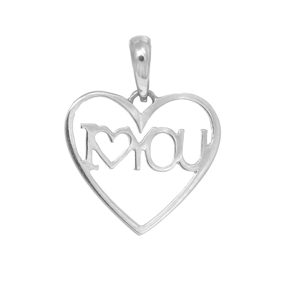 14K Real White Gold I Love Heart You Charm Pendant - JewelStop1