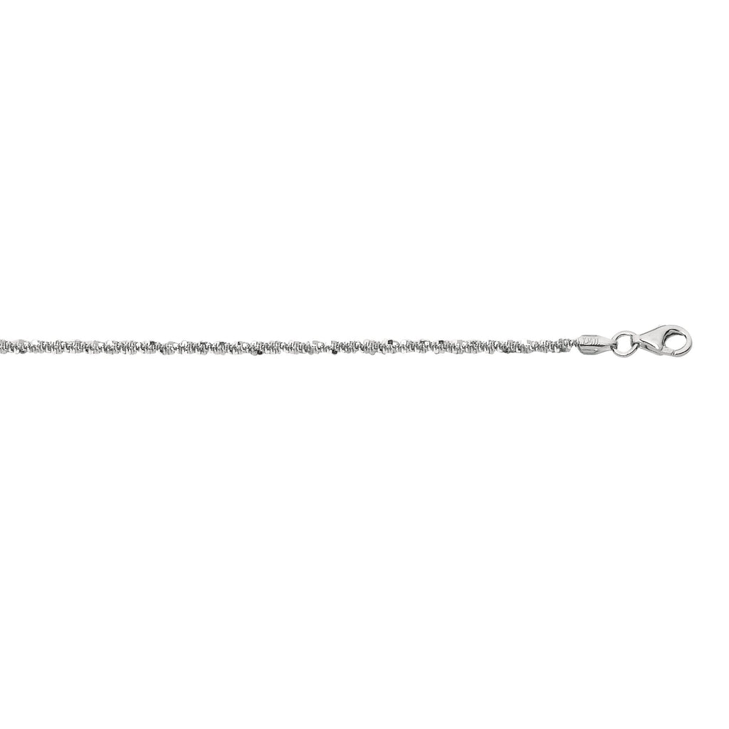 925 Sterling Silver Rhodium Plated 2.2mm Sparkle Chain Anklet 11" - JewelStop1
