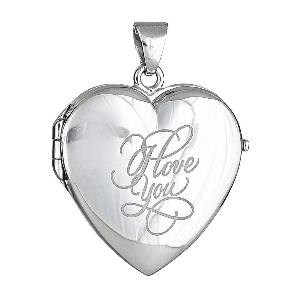 925 Sterling Silver Shiny Heart I Love Your Locket Charm Pendant - JewelStop1