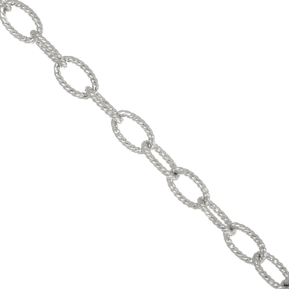 Sterling Silver Rhodium Finish Cable 3.5mm Link Chain Anklet Bracelet 9" - JewelStop1