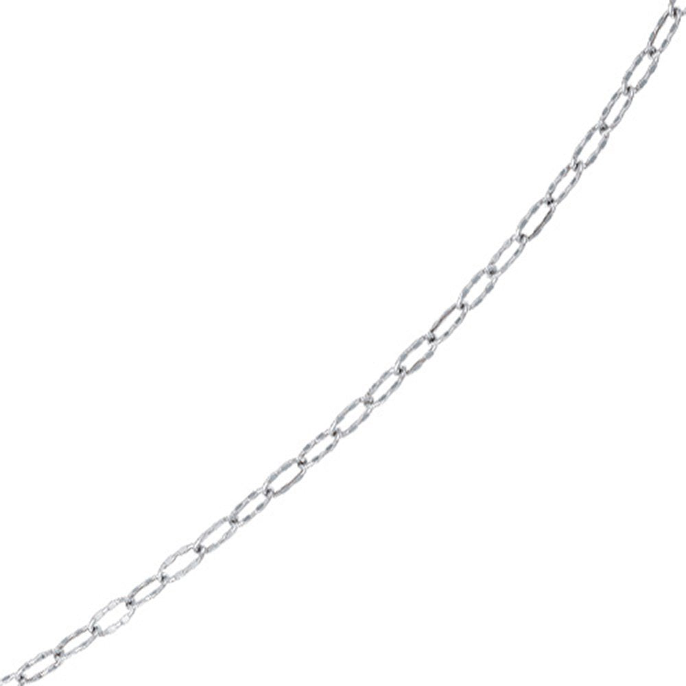 14K White Gold Hammered Oval Link Chain Anklet Bracelet 10" Lobster Claw - JewelStop1