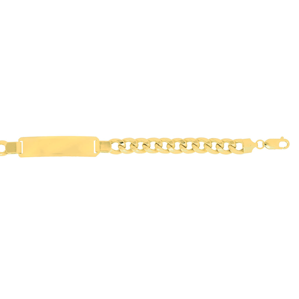 14k Yellow Gold 8mm Lite Miami Cuban Men's Link ID-Bracelet Lobster Clasp 8.5" - JewelStop1