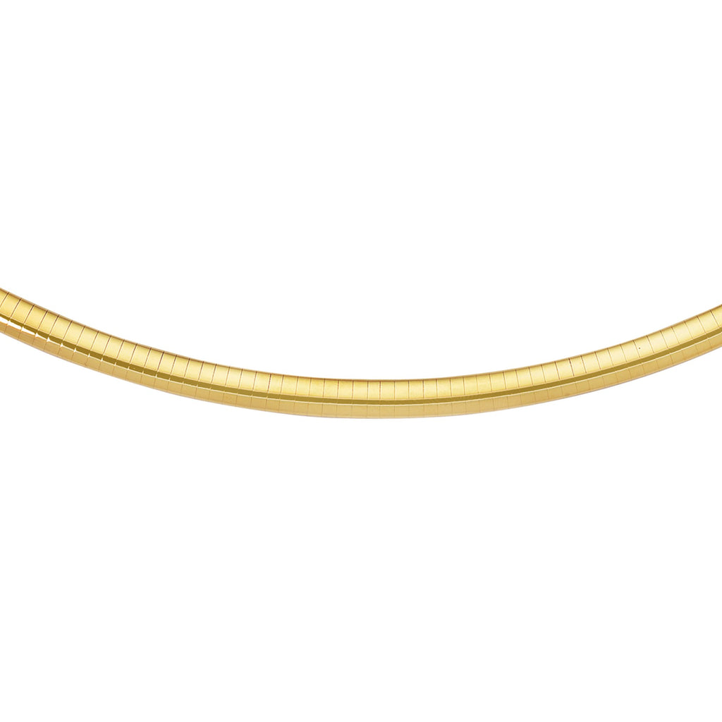 14K Yellow Gold 6mm Domed Classic Omega Necklace 16" - JewelStop1
