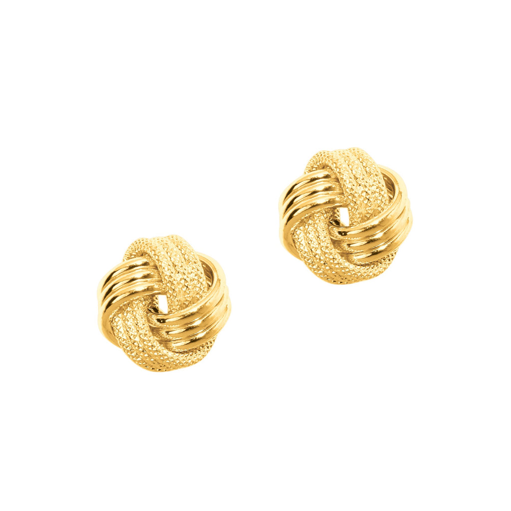 14k Yellow Gold 9mm Love Knot Earrings - JewelStop1