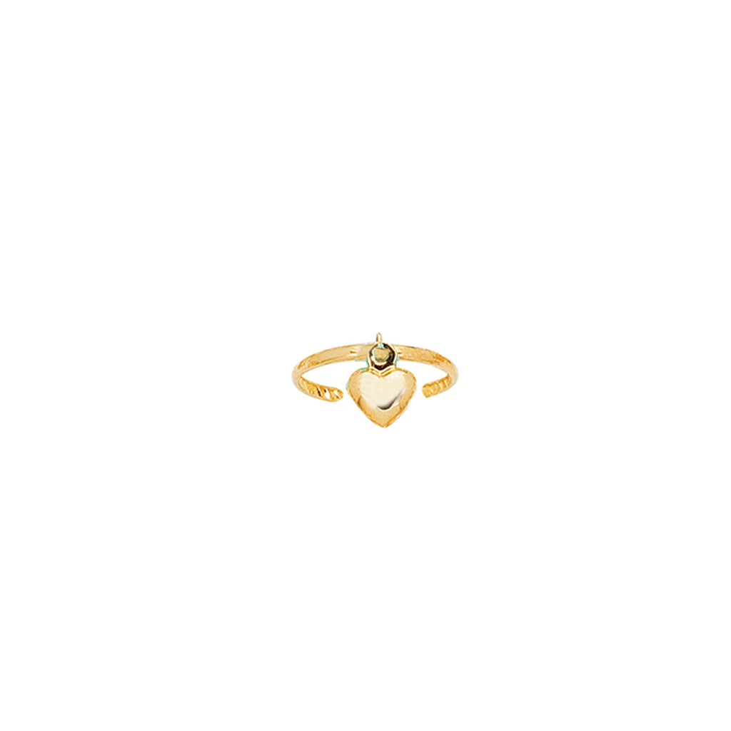 14k Yellow Gold 10 mm Heart Toe Ring - JewelStop1