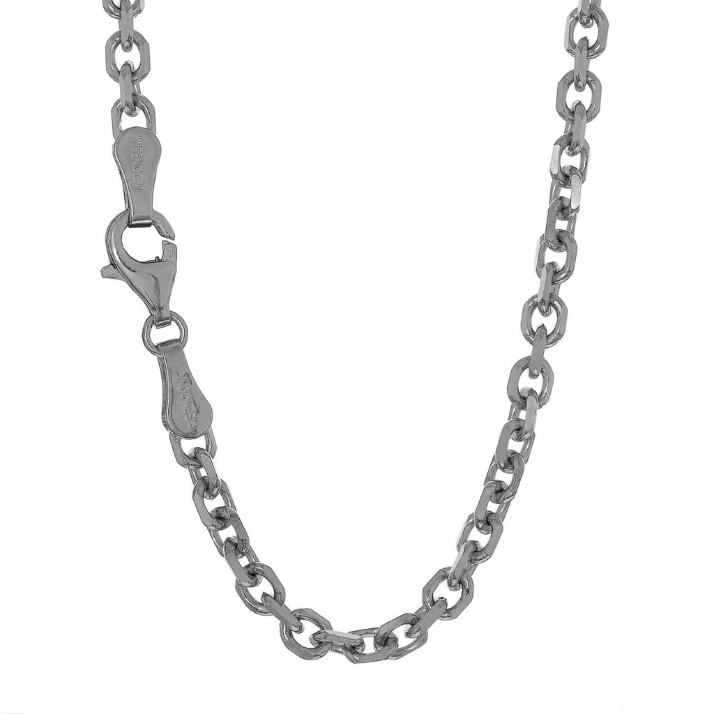 18k Solid White Gold 0.8 mm Cable Chain Necklace 18" Lobster Claw Clasp - JewelStop1