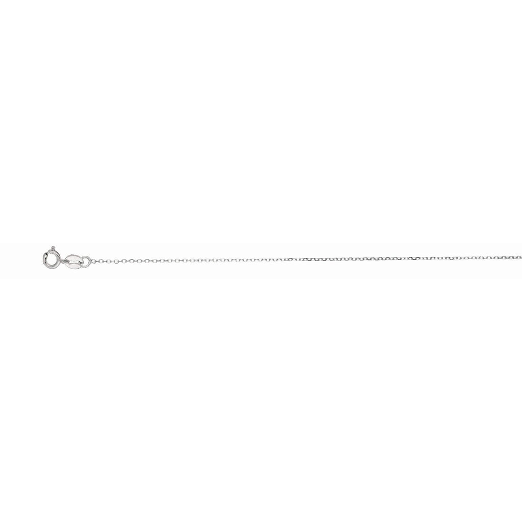 14k White Gold 0.9mm Diamond-cut Classic Cable Chain, Spring Ring Clasp - 16" - JewelStop1