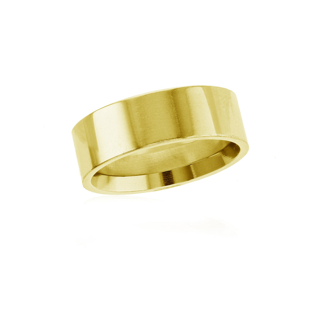 JewelStop 14K Solid Gold 6mm Polished Flat Comfort Feel Plain Wedding Band Ring - JewelStop1