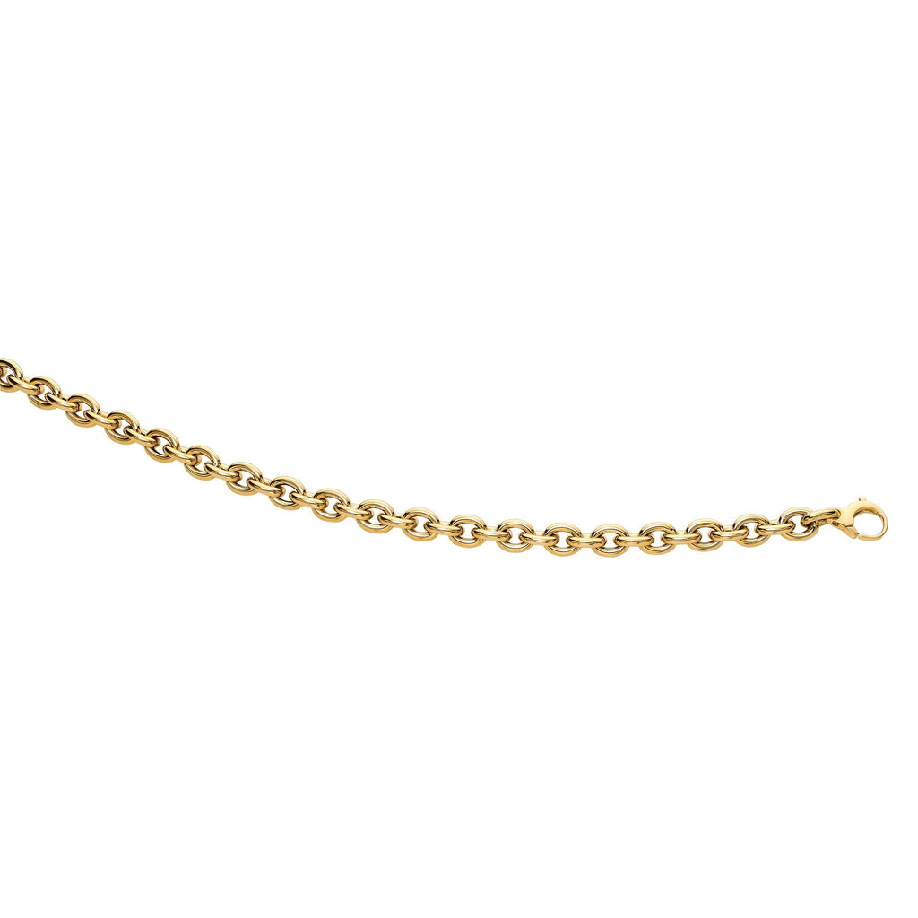 14K Yellow Gold Shiny Oval Cable Chain Link Necklace, Pear Shape Clasp 18" - JewelStop1
