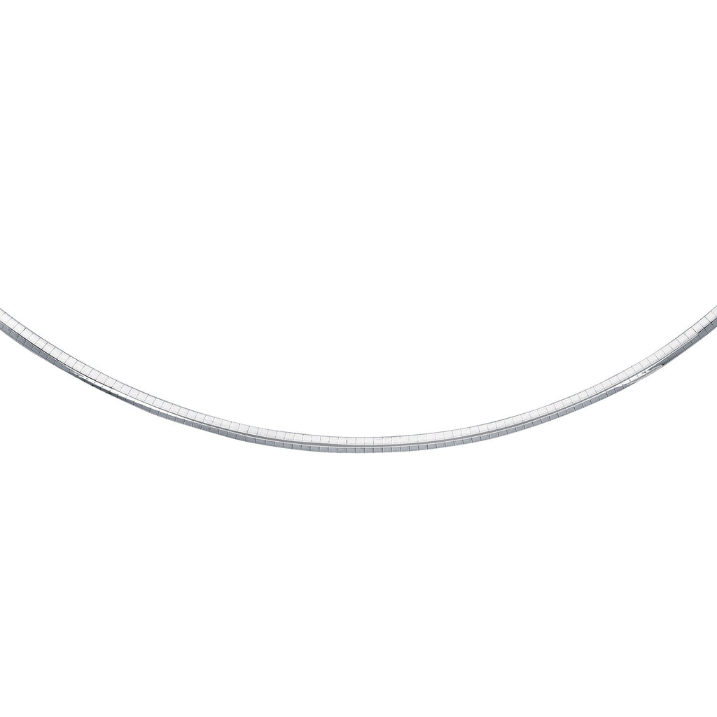 Sterling Silver Classic Rhodium Omega 4mm Necklace 16" - JewelStop1