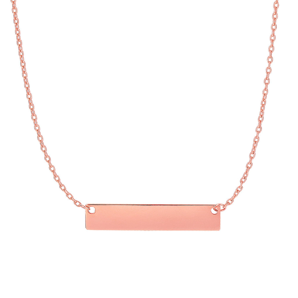 14k Rose Gold Shiny 4.9-1.1mm Horizontal Square Tube Bar Anchor Necklace- 18" - JewelStop1