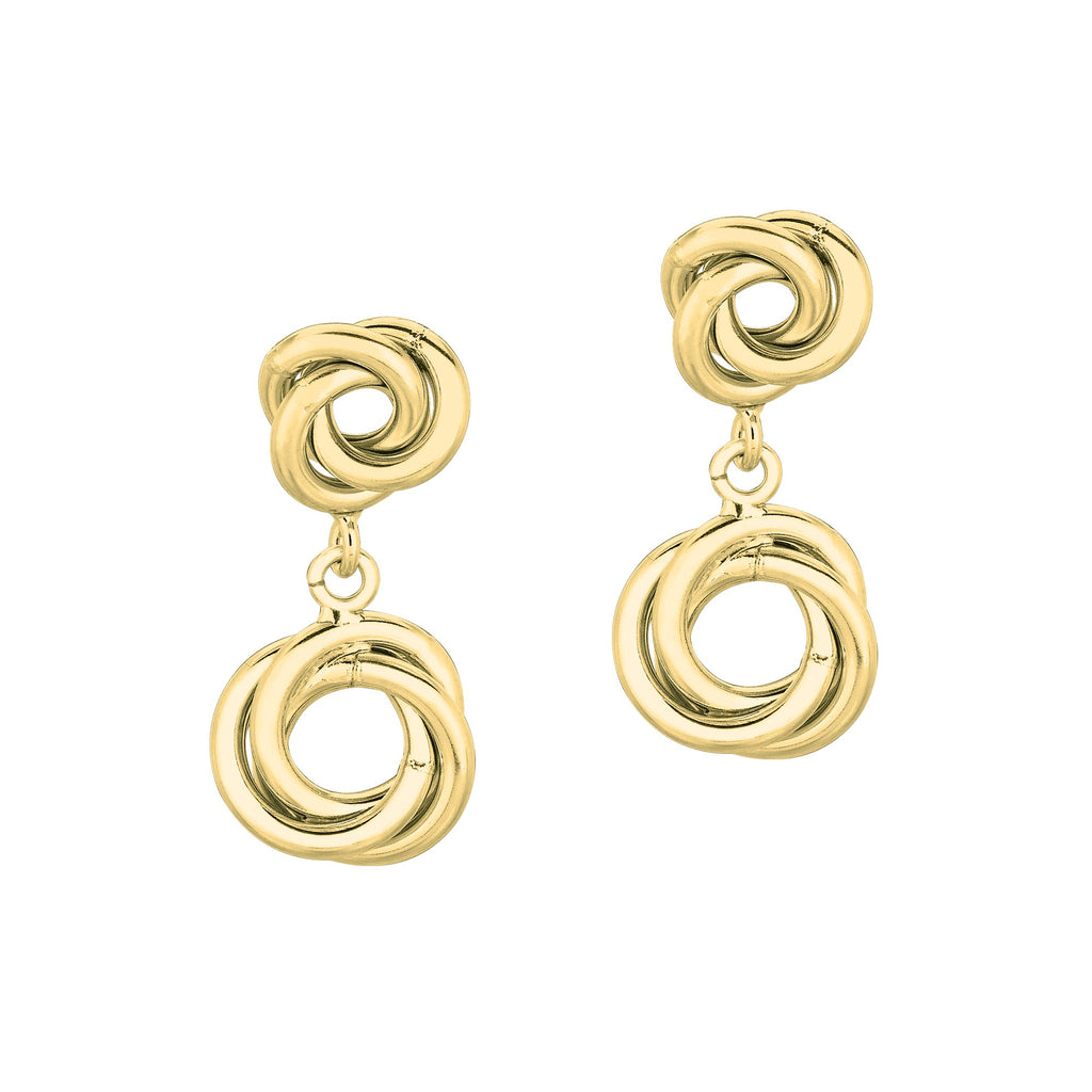 14k Yellow Gold 10mm Drop With Love Knot Earrings - JewelStop1
