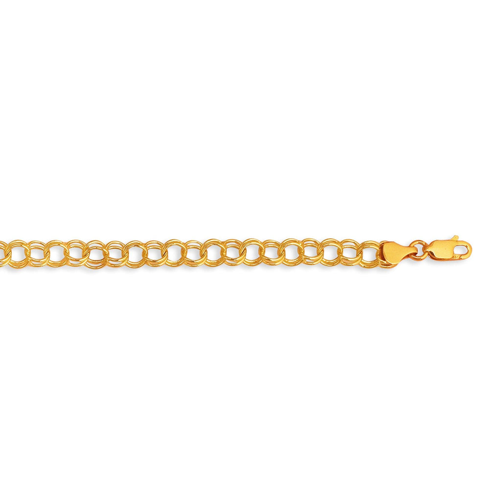14K Yellow Gold Lite Charm 5.6mm Bracelet, lobster Clasp - JewelStop1