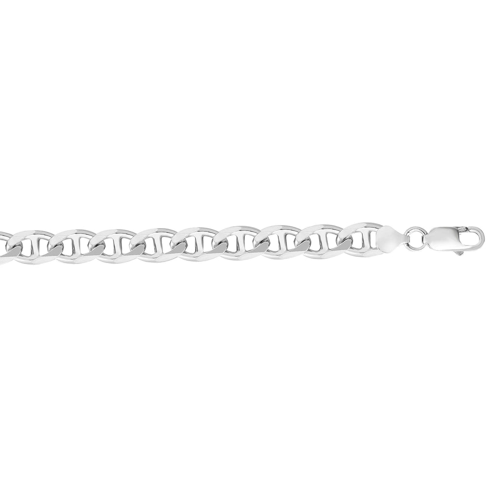 Sterling Silver with Rhodium Finish 8mm Classic Mariner Chain with Lobster Clasp - JewelStop1