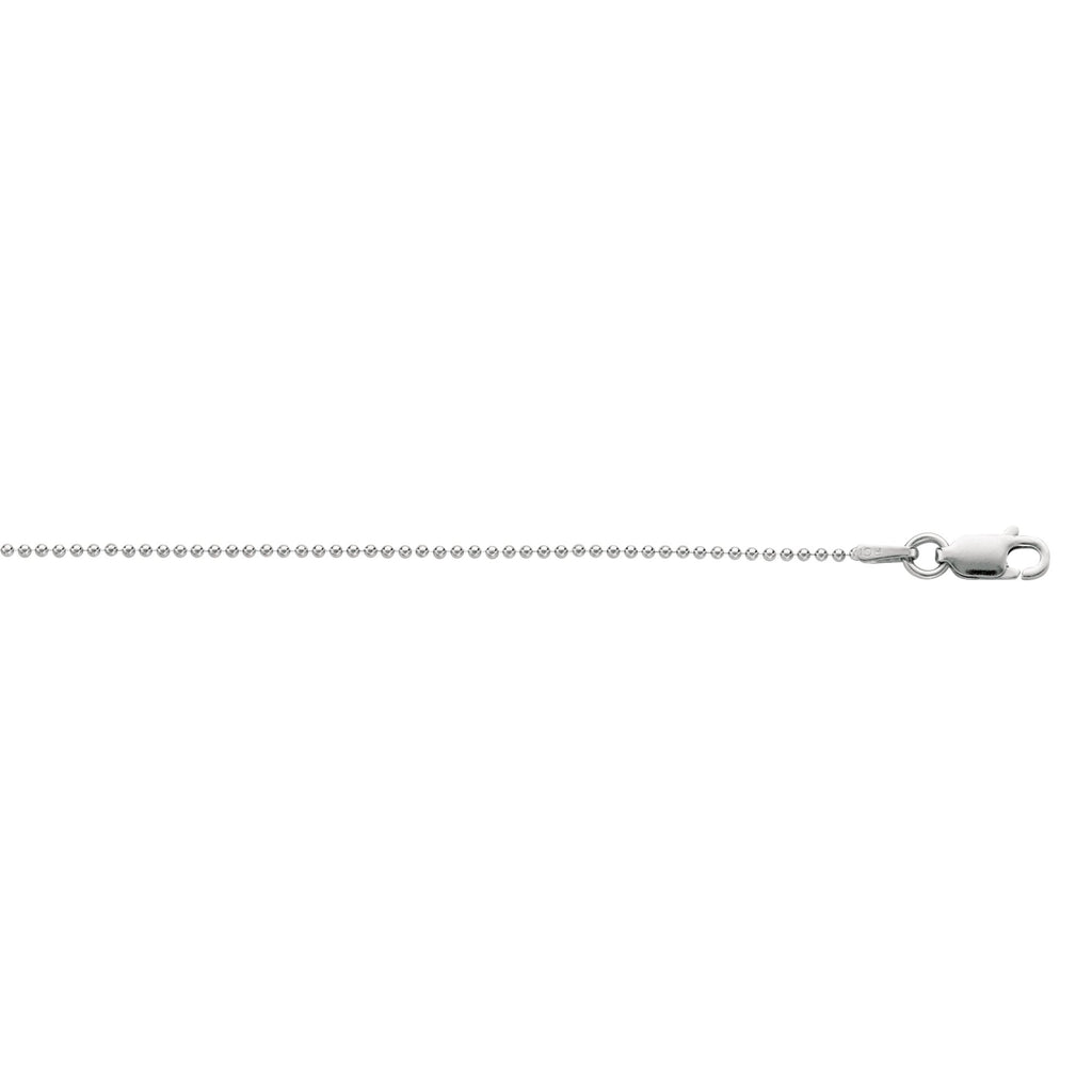 925 Sterling Silver Rhodium Plated 1.2 mm Bead Chain Necklace 24" Lobster Claw - JewelStop1