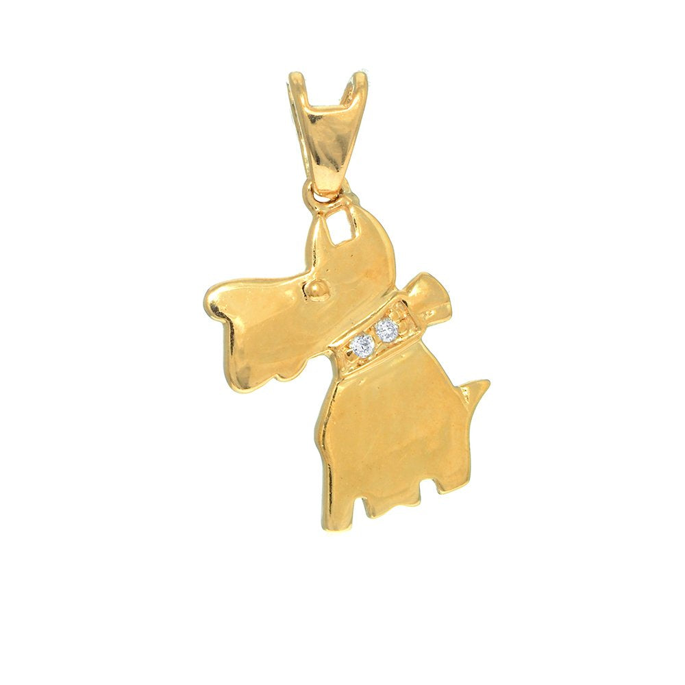 14K Real Yellow Gold Schnauzer Dog Charm Pendant - JewelStop1