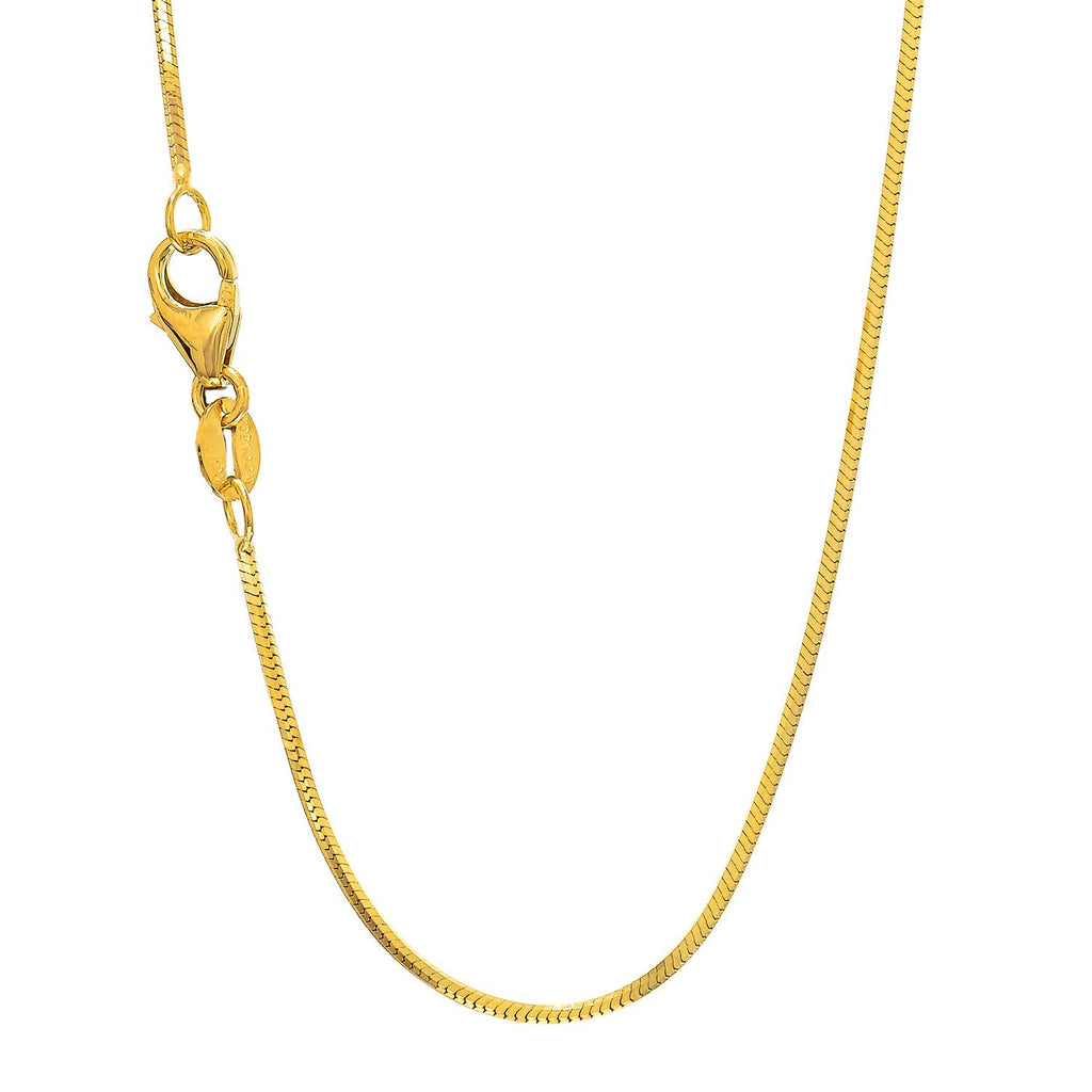 14k Solid Yellow Gold 1 mm Octagonal Snake Chain 16" Lobster Claw - JewelStop1