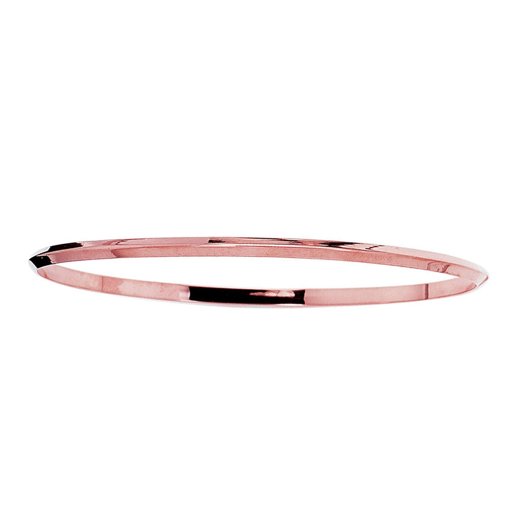 JewelStop 14K Rose Gold 2.75mm 8" Knife Edge Stackable Bangle with Polished Finish - 2.5gr
