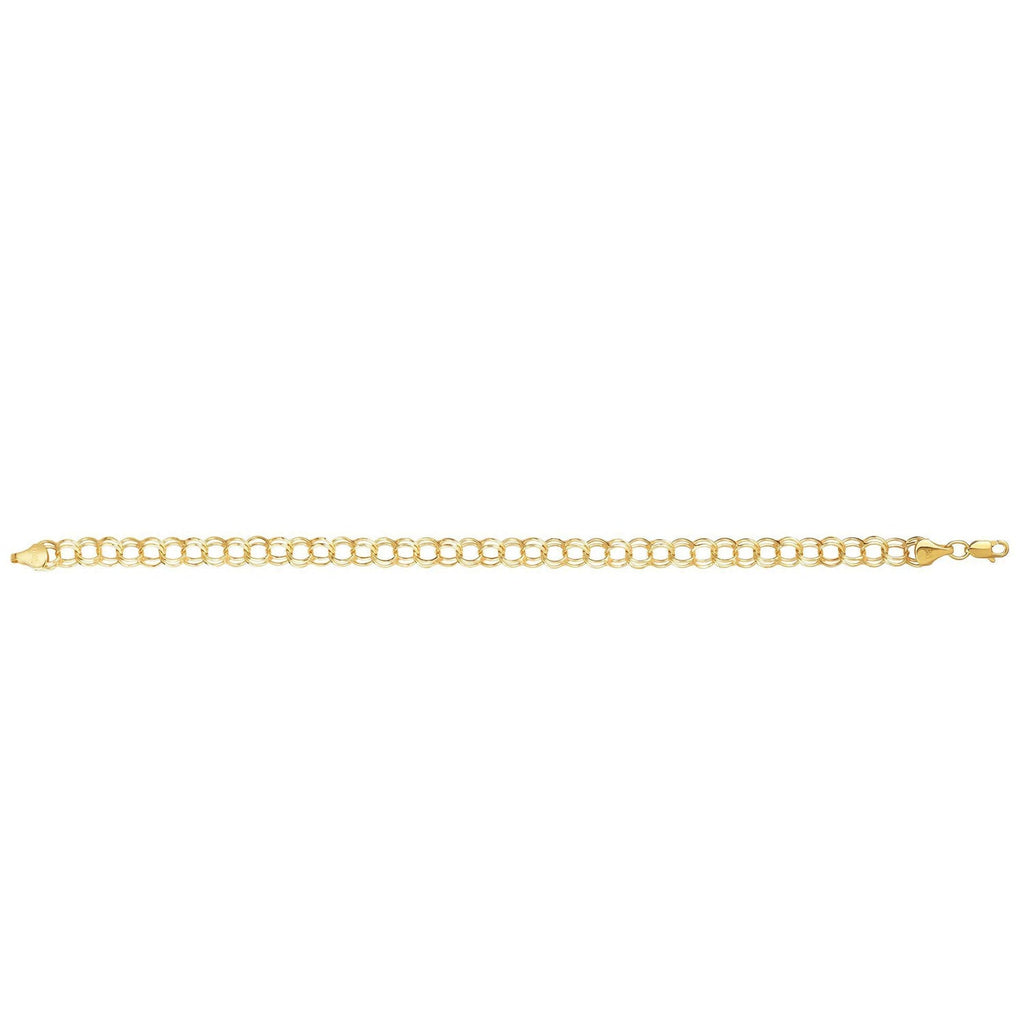JewelStop 10K Yellow Gold Medium Charm Bracelet with Polished Finish and Lobster Clasp