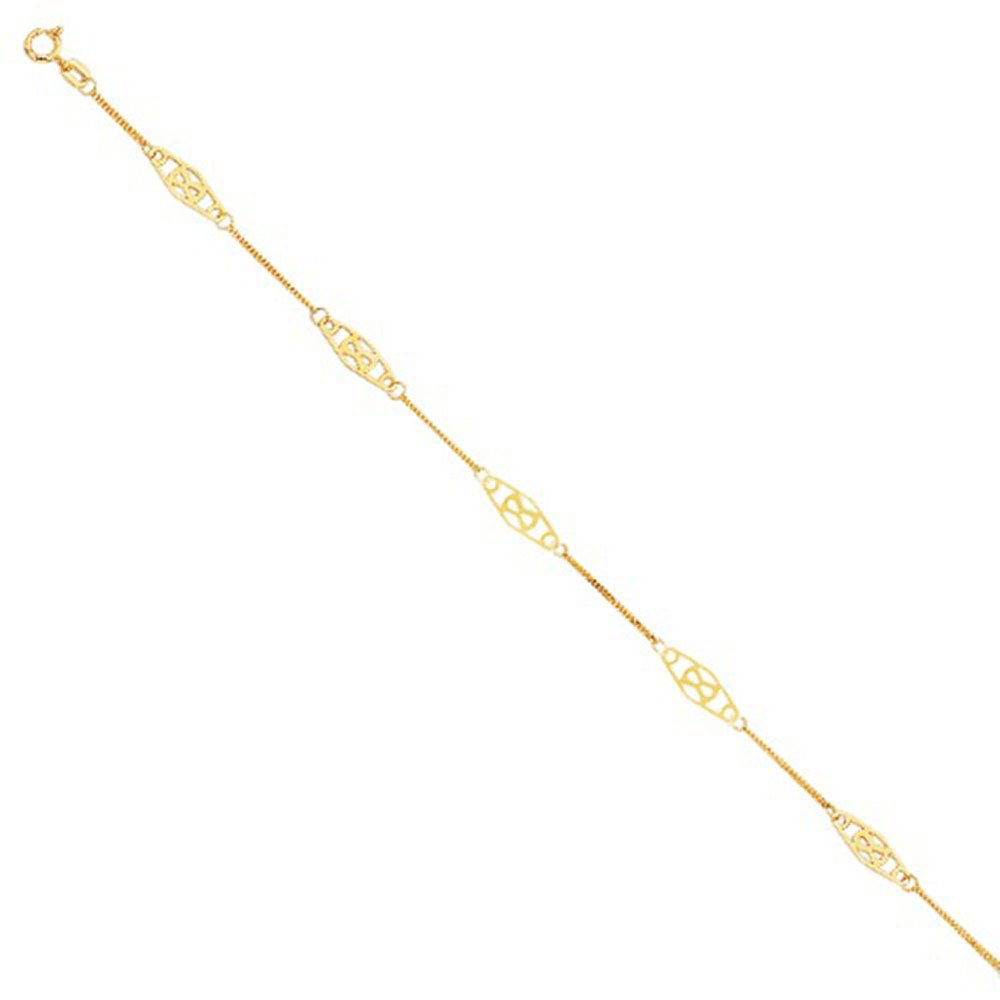 14K Solid Yellow Gold Infinity Anklet Bracelet 10" Spring Ring - JewelStop1