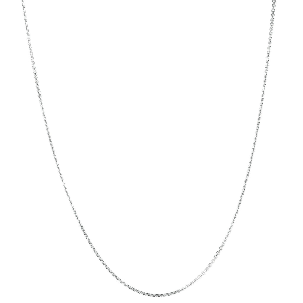 925 Sterling Silver Rhodium Plated 1.4mm Cable Chain Necklace 20" Lobster Claw - JewelStop1
