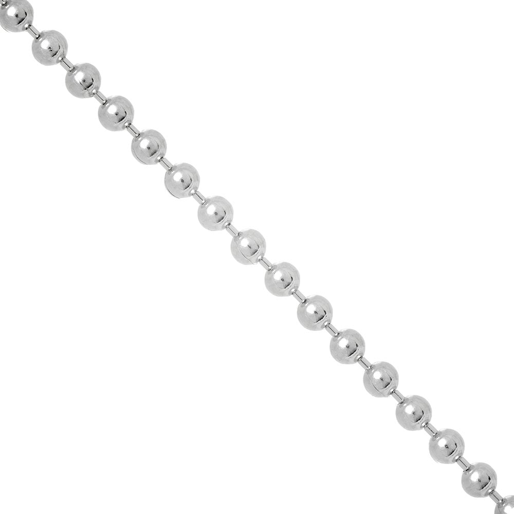 925 Sterling Silver Rhodium Plated 1.8mm Bead Chain Necklace 24" Lobster Claw - JewelStop1