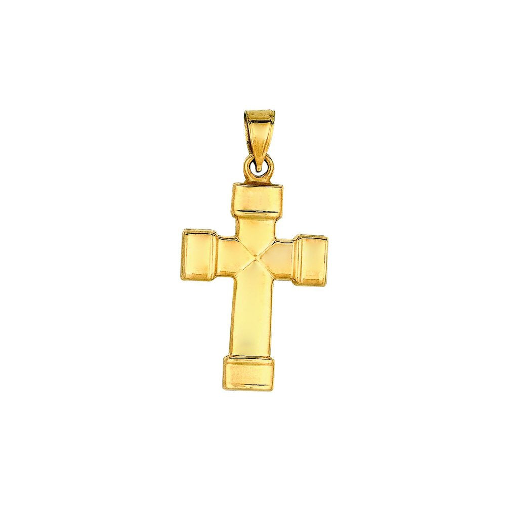 High Polish Cross Pendant 14K Yellow Gold - JewelStop1
