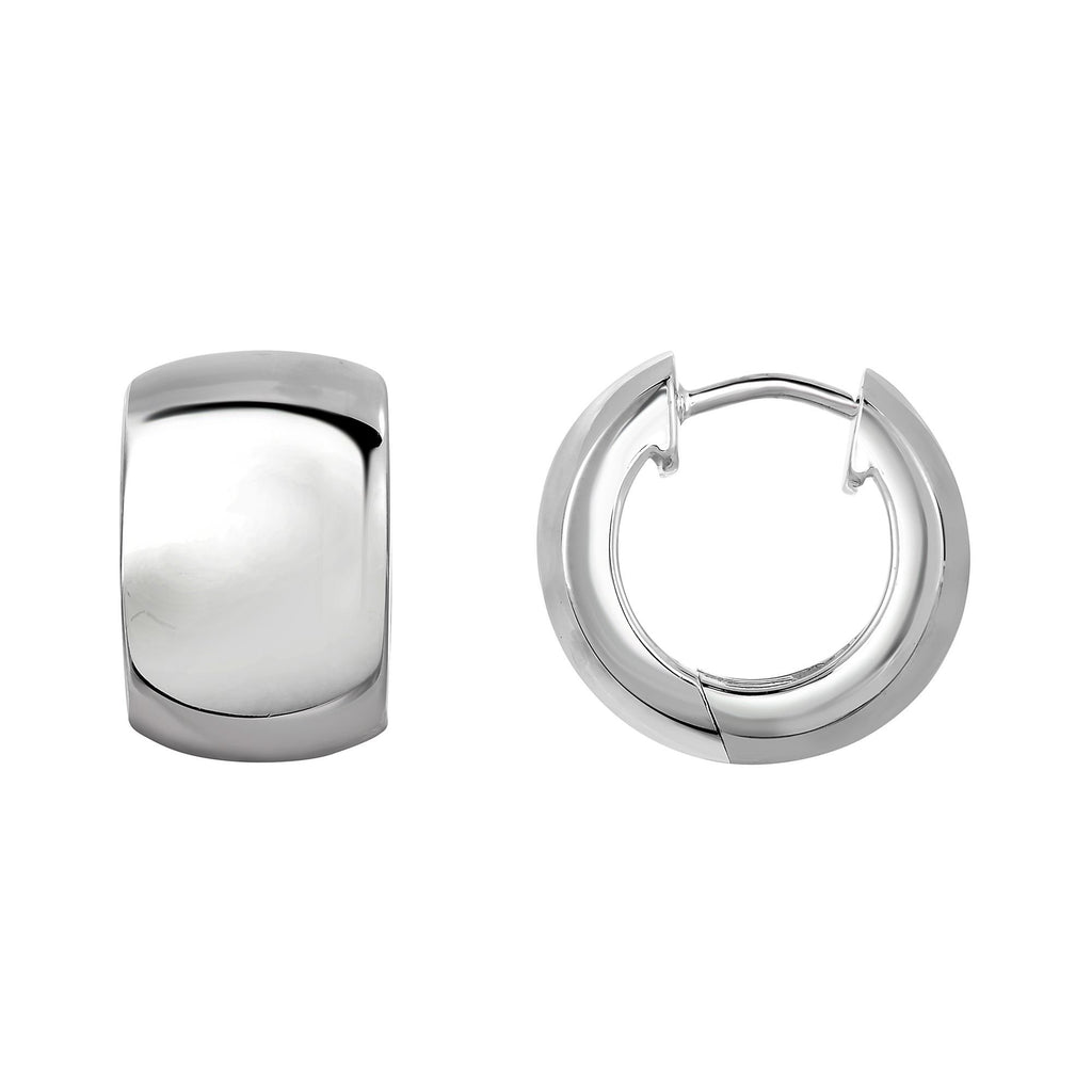 .925 Sterling Silver High Polished 10x15mm Round Snuggable Earrings - JewelStop1