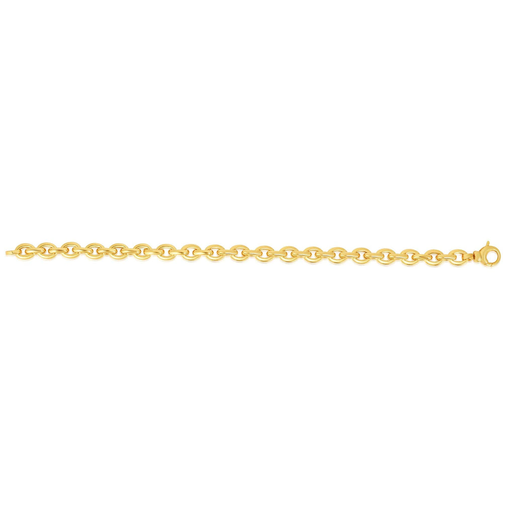 14K Gold Yellow 6.2mm Oval Rolo Necklace, Lobster Clasp - JewelStop1