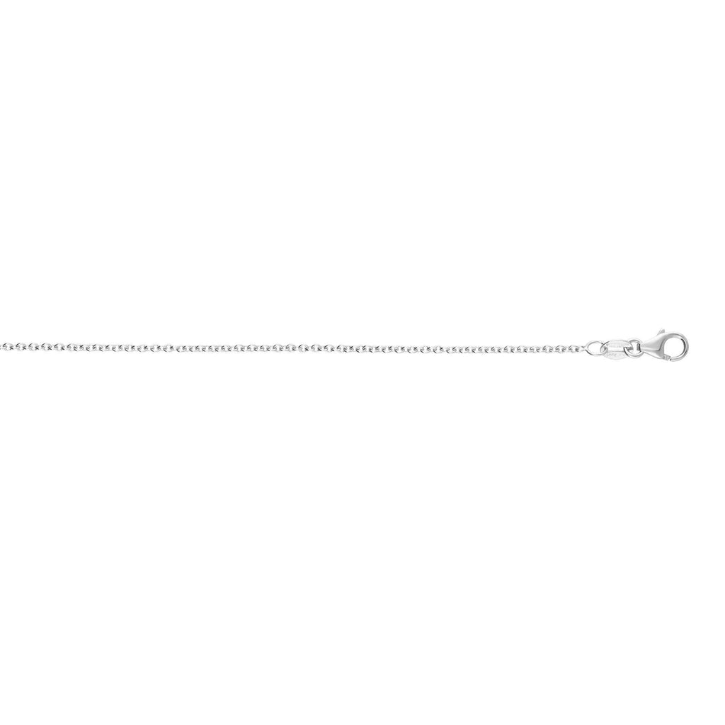 14K White Gold 1.3mm Round Cable Link Chain Necklace 18" - JewelStop1