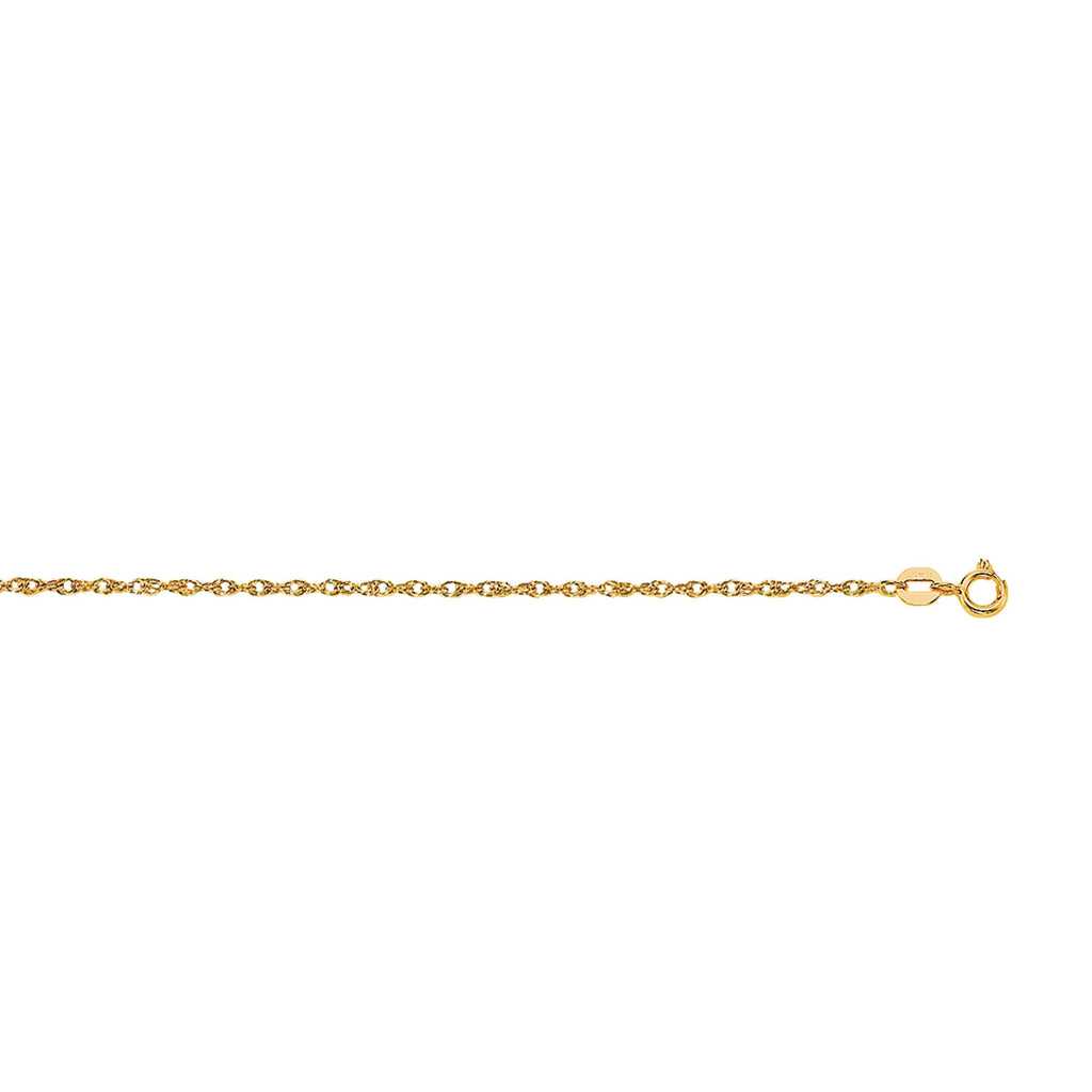 14k Real Yellow Gold Diamond Cut Carded Lite 0.95m Cable Rope Chain Necklace 16" - JewelStop1