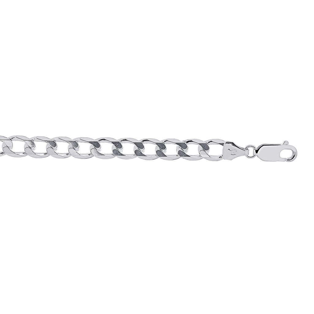 925 Sterling Silver Rhodium Plated 5.5mm Curb Chain Bracelet 8.5" Lobster Claw - JewelStop1