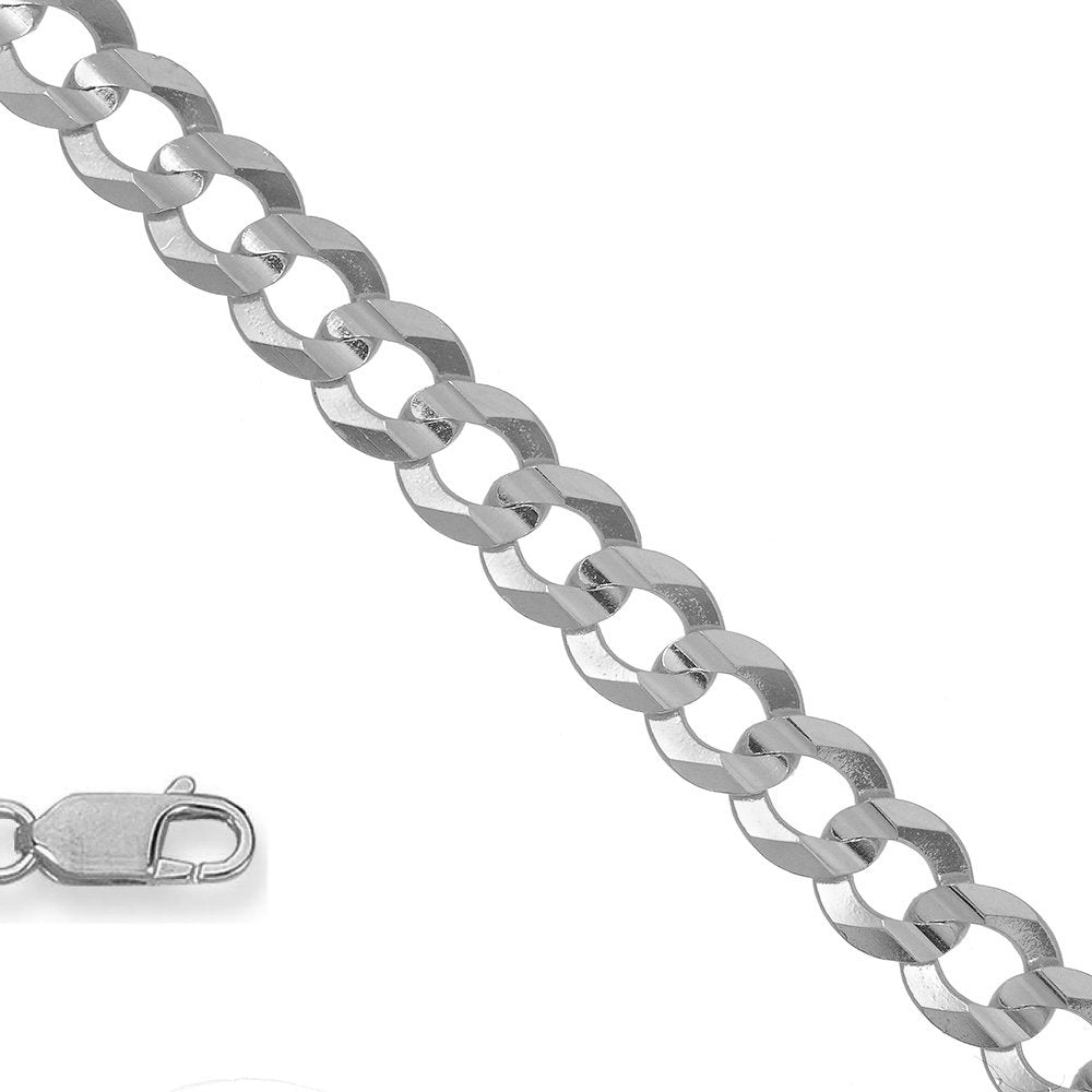 925 Sterling Silver Rhodium Plated 4.7mm Curb Chain Necklace 18" Lobster Claw - JewelStop1