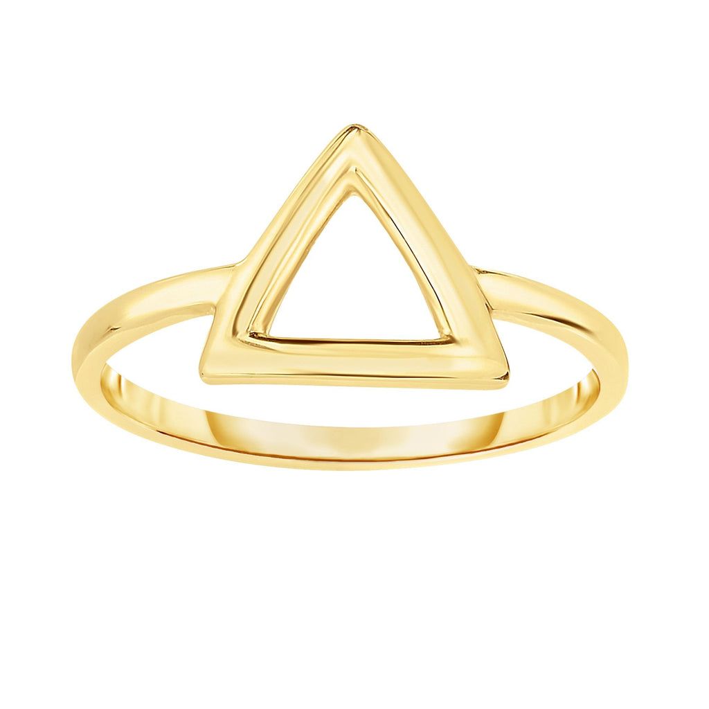 14k Solid Yellow Gold  3 Point Triangle Square Tube Open Top Fancy Ring Size 7 - JewelStop1