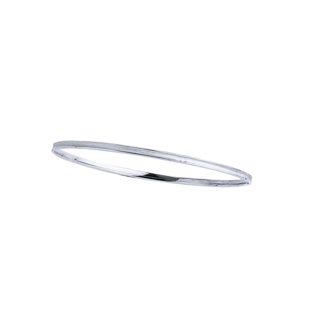 JewelStop 14K White Gold 8" Concave Stackable Bangle with Polished Finish - 2.30gr