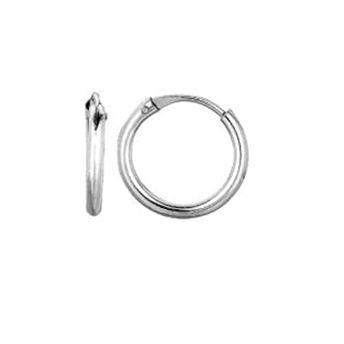 14K White Gold 1x10mm Endless Hoop Earrings 10mm x 1mm (.39")