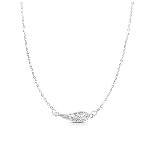 JewelStop 14k White Gold 4.5x16.7mm Polished .Wing Necklace, Spring Ring Clasp 18"