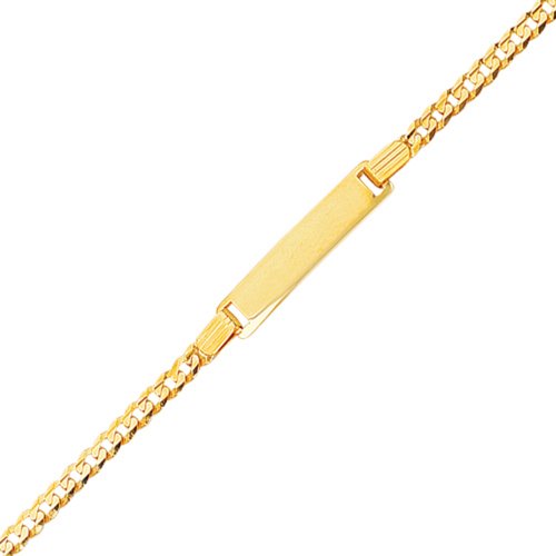 JewelStop 14k Yellow Gold Engravable 4.9 mm Curb Chain ID Bracelet - 6", 2.9gr.
