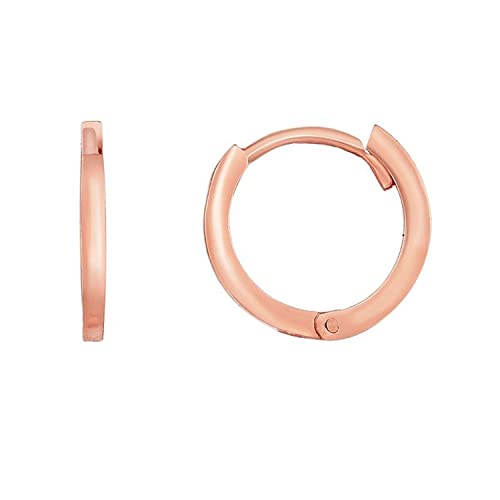 JewelStop 14K Rose Gold Thin Polished Huggie Earrings 1.3x11.5mm