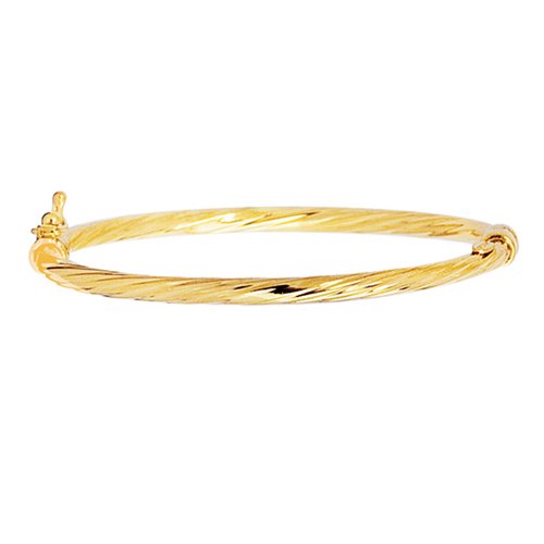 JewelStop 14k Yellow Gold 4 mm Twisted Design Bangle - 5.5", 3gr.