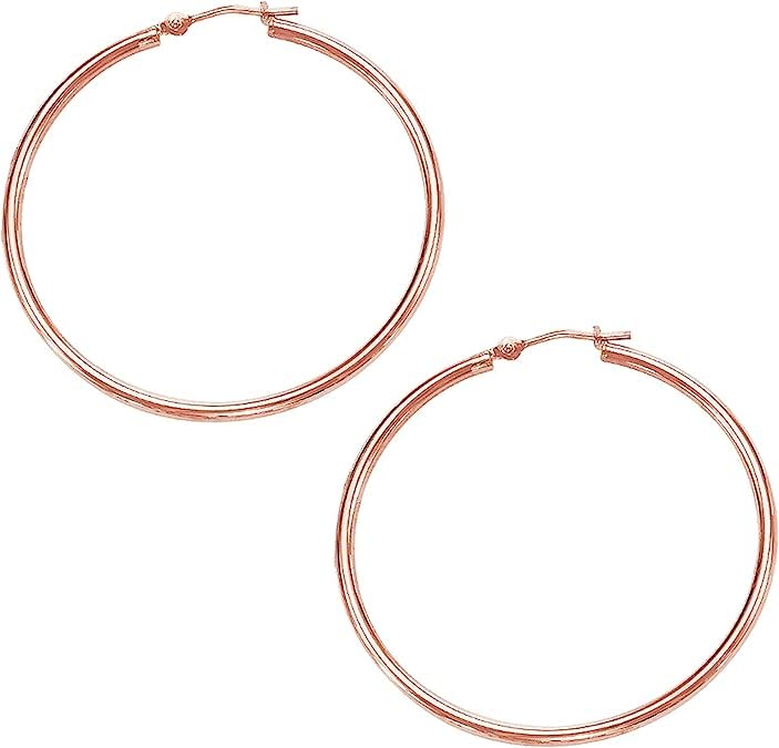 14k Rose Gold Hoop Earrings - 2 X 40 mm