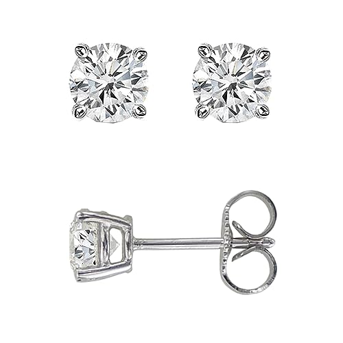 JewelStop 14K White Gold Round Diamond Stud Earrings I-J Color, I1-I2 Clarity, 0.35Ct