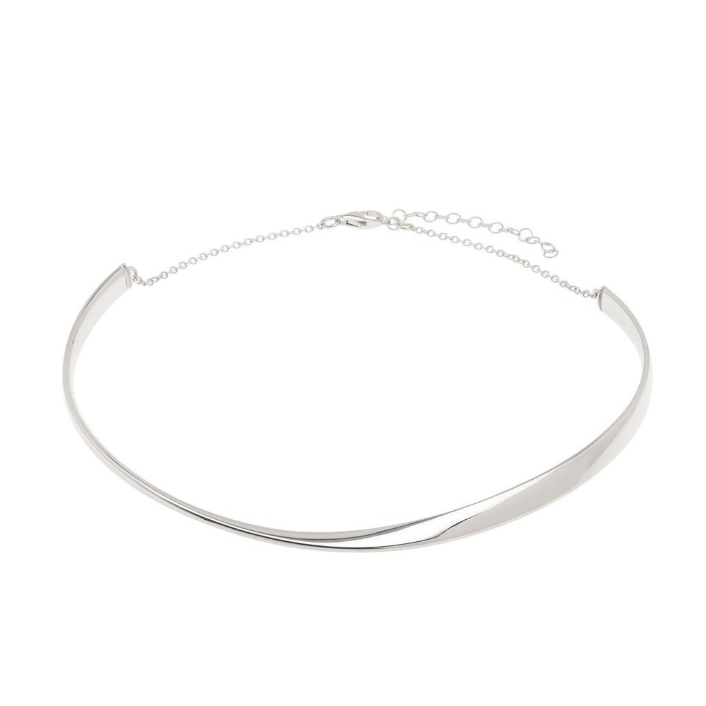 JewelStop Sterling Silver Polished Finish Sculpted Collar Chain Necklace, Lobster Clasp - 18"